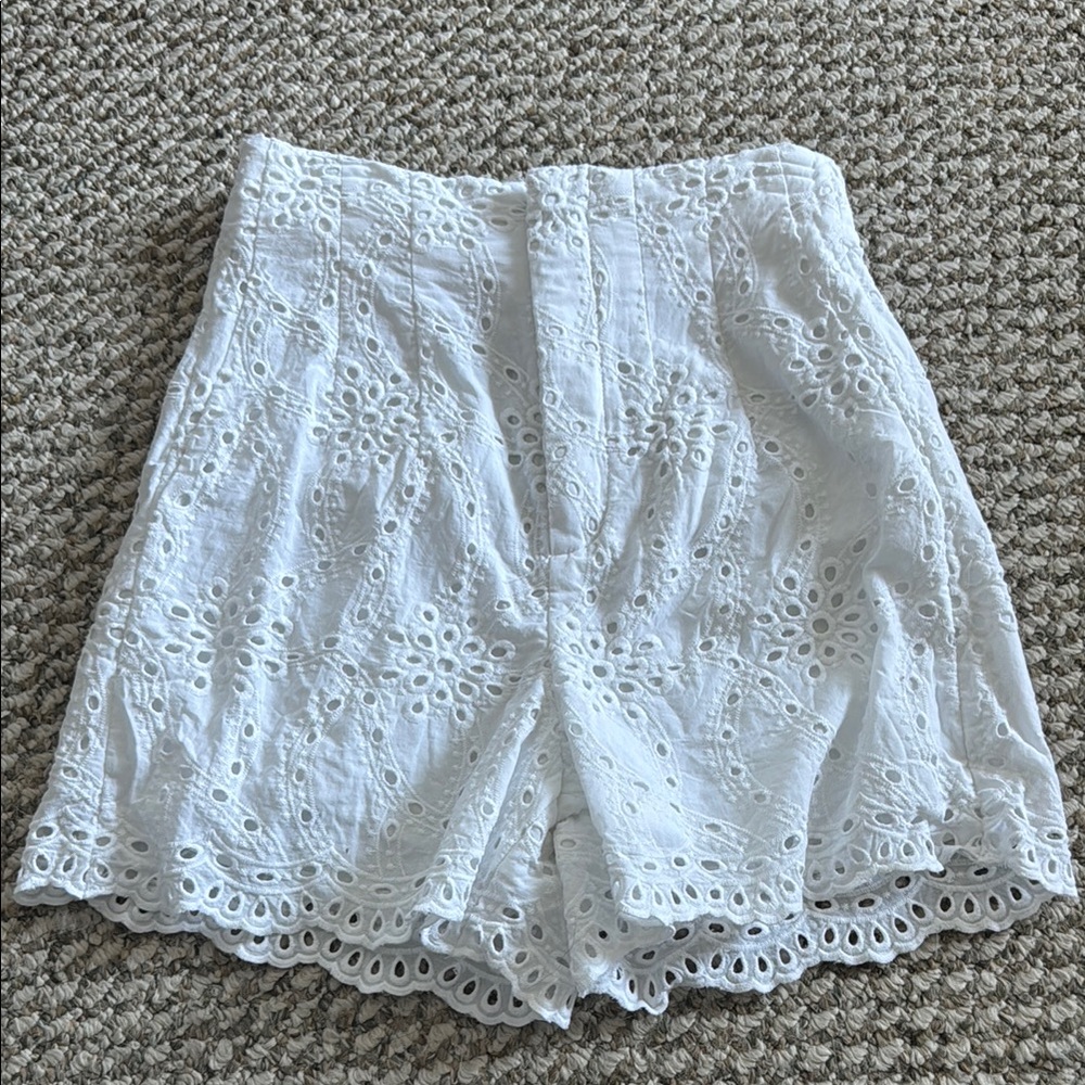 White Eyelet Lace Women's Shorts